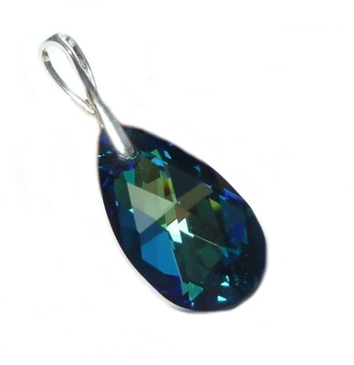 Подвеска Swarovski BERMUDA BLUE, серебро Миндаль 22 мм