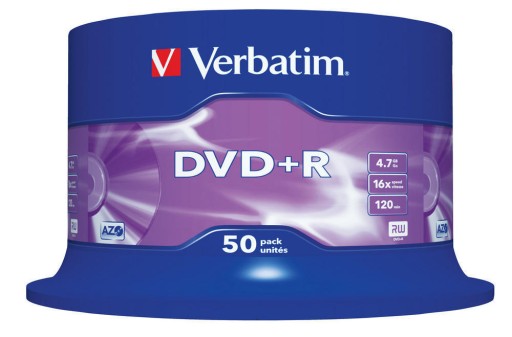 VERBATIM DVD+R 4,7 ГБ 16X ТОРТ*50 43550