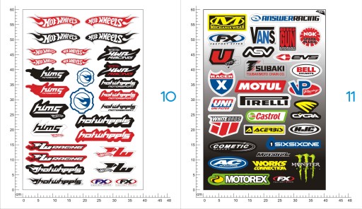 ПЕЧАТЬ НАКЛЕЙКОВ ДЛЯ ТЮНИНГА МОТОРА, большой набор 60 х 44см