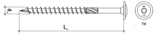 СТОЛЯРНЫЕ ВИНТЫ WKCP 8x50 TORX ШАЙБА KLIMAS 50 шт.