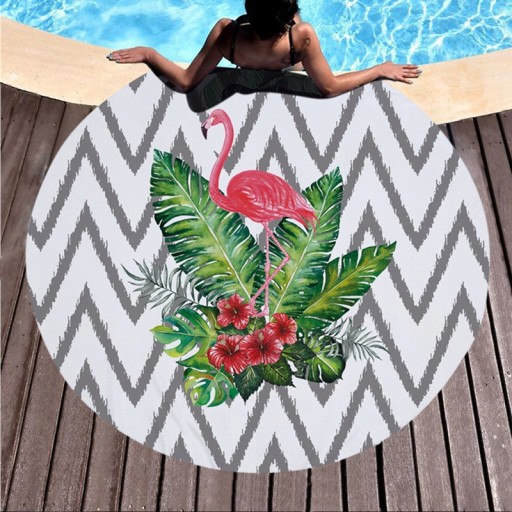 DUŻY RĘCZNIK SPORTOWY PLAŻOWY SZYBKOSCHNĄCY DEKORACYJNY FLAMING 150cm