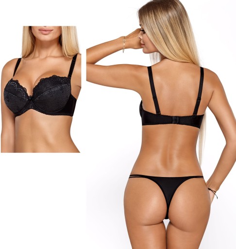 Komplet biustonosz push-up stringi CASSI 75B BLACK