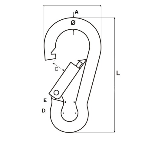 Karabińczyk Karabinek do Lin Ocynk Strażacki Hak 14mm 40mm 1szt.