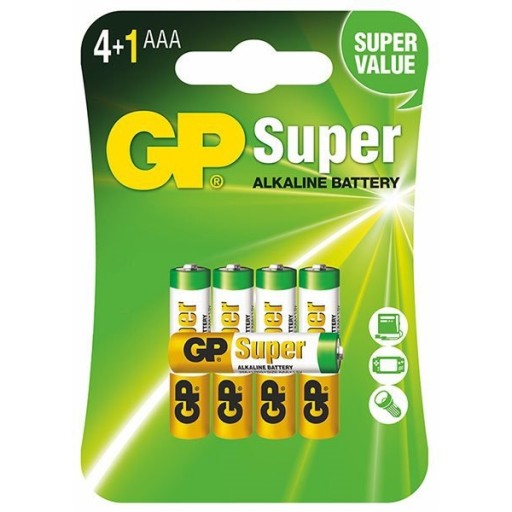 МОЩНЫЕ, эффективные щелочные батарейки GP Super Alkaline AAA LR03 — 5 шт.