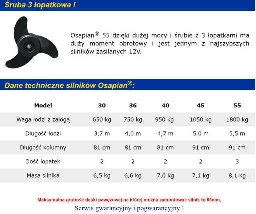 Лодочный электромотор HasWing OSAPIAN 55 SLIM (98 см) для понтона