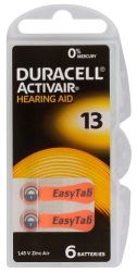 6 x 13 слуховых батарей PR48 Duracell ActivAir