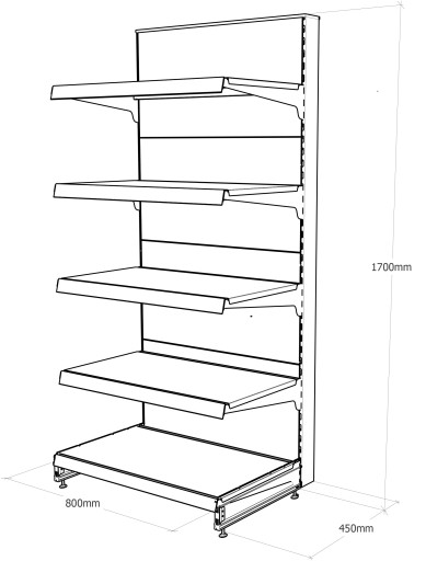 MAGO SHOP ПОЛКА, металлический конец, 170/80/45