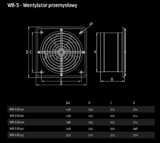 Dospel WBS WBS-S 250 промышленный вентилятор