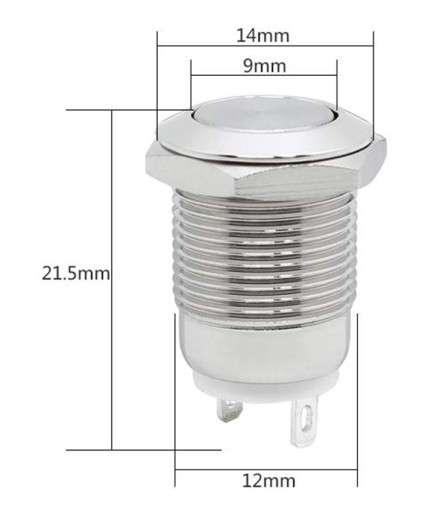 PRZYCISK WANDALOODPORNY 12mm MONOSTABILNY 2A/250 N