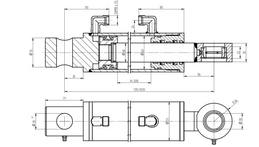 ГИДРАВЛИЧЕСКИЙ ЦИЛИНДР СМТ2СР 63x36x508 L=725