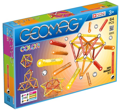 Цветные магнитные блоки GEOMAG, 64 элемента GEO262