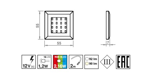 Oświetlenie meblowe LED QUATRO RGB 2P