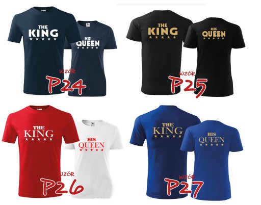 Koszulki dla par zakochanych KING QUEEN Bonnie S