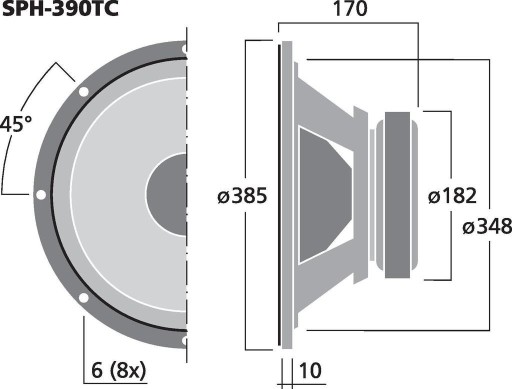 Monacor SPH-390TC HiFi сабвуфер НЧ-динамик 2 x 8 Ом, 300 Вт RMS