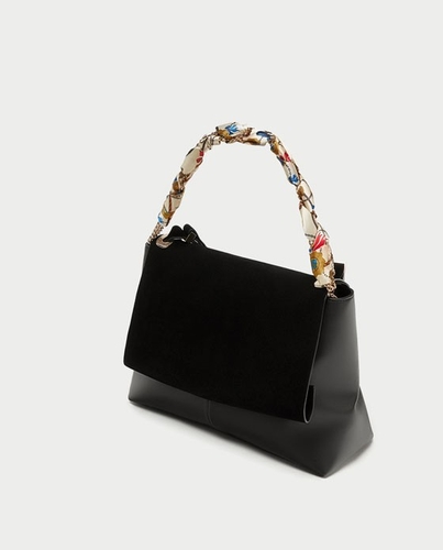 Сумка-мессенджер ZARA, шарф, черный 8061/204