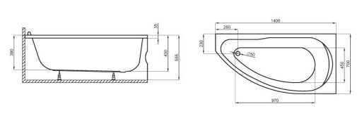 Угловая ванна POLIMAT MIKI 140x70 GW сифон. 15 ЛЕТ