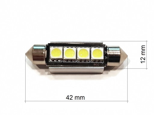 ЛАМПОЧКА 4 LED 5050 SMD ТРУБА 42мм C5W C10W CANBUS