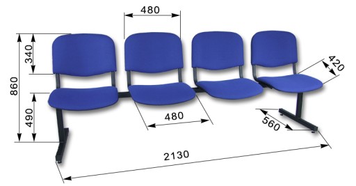 Скамья ISO, комплект на 4 человека. в зал ожидания в коридоре