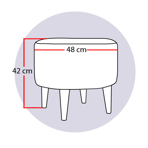 Пуф-табурет круглый, экокожа, цвет экрю, четыре ножки.