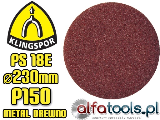 KRĄŻEK ŚCIERNY NA RZEP 230 P150 KLINGSPOR PS 18EK