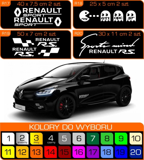 Наклейки RENAULT Clio, Megane - 20 ДИЗАЙНОВ - 2 шт.