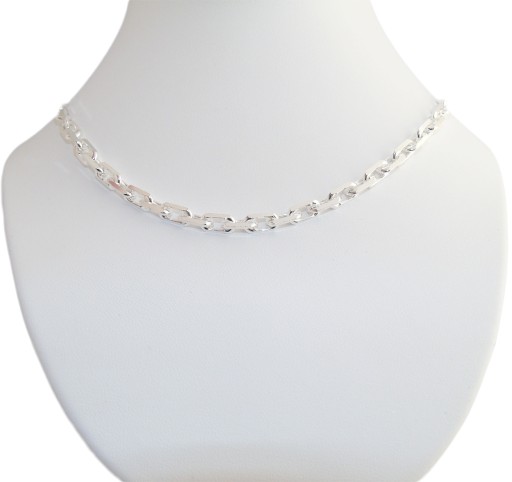 Diamentowany Srebrny Łańcuch Ankier + Krzyż 36g