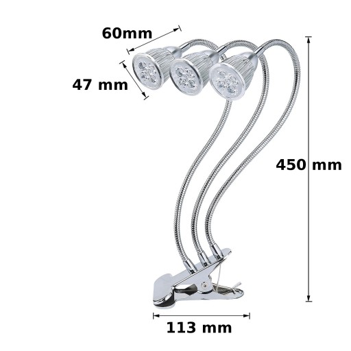 GROWBOX ТРОЙНОЙ СВЕТОДИОДНЫЙ ПЛАН-ЛАМПА 15ВТ С ЗАЖИМОМ
