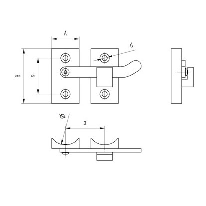 Zawias do rury fi42,4 mm, 2 x 35 x 70 mm, AISI 316