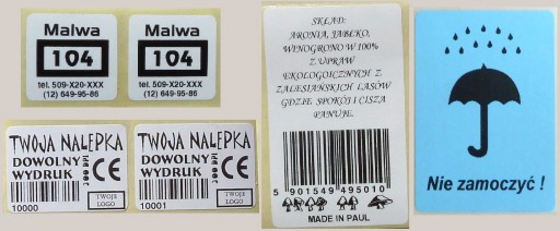 Naklejki z nadrukiem 40x40 etykiety samoprzylepne drukowane nalepki 1000szt