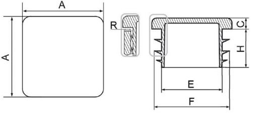 Zaślepka profila szara 150x150 mm kwadrat 1szt.