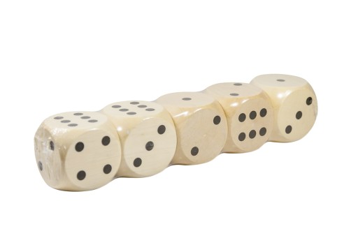 Набор кубиков DICE, 5 шт., 2x2 см, ДЕРЕВЯННЫЕ