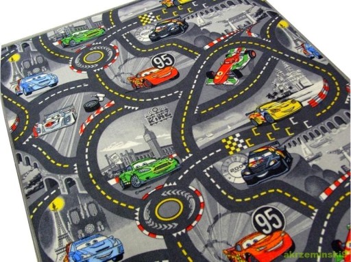 DYWAN DISNEY CARS ULICE MIASTO AUTA 180x200 SZARY