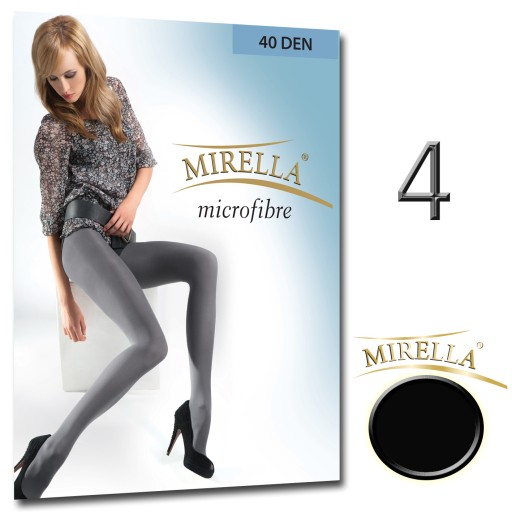 Колготки MIRELLA из микрофибры 40 ден, гладкие, матовые, 4/XL Nero