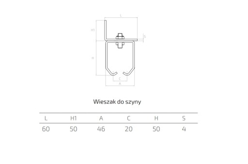 Вешалка для настенной рейки 35x32 Подвесные ворота