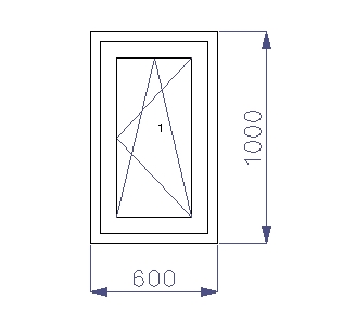 OKNO PCV 600 x 1000 RU 1 x CIEMNY DĄB