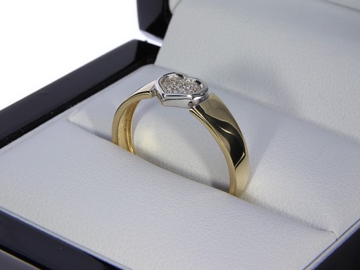 Pierścionek złoty 14K serc* brylant* r. 19 LgP476