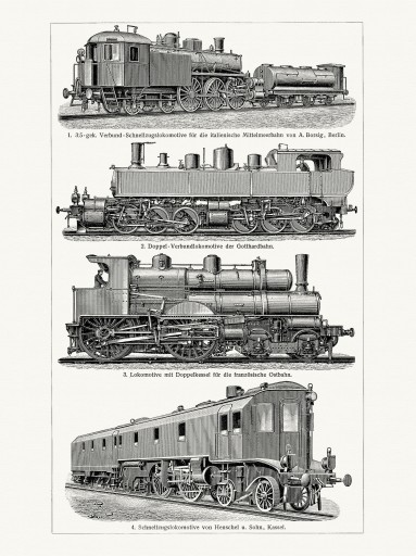 Литография паровозной техники 1905 г.