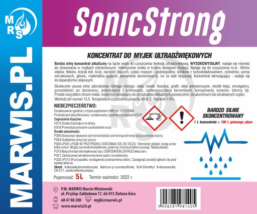 КОНЦЕНТРАТ УЛЬТРАЗВУКОВОЙ ОЧИСТКИ 5Л SONICSTRONG