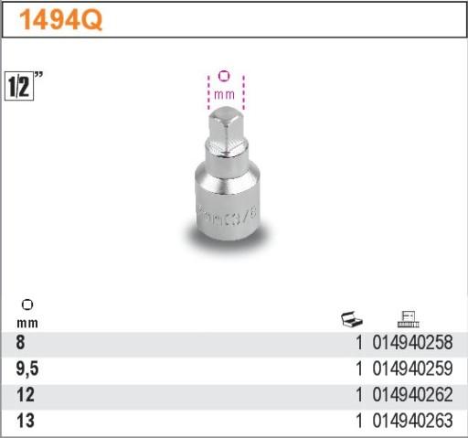 НАСАДКА ДЛЯ КВАДРАТНОЙ МАСЛЯНОЙ ПРОБКИ 13 мм BETA 1494Q
