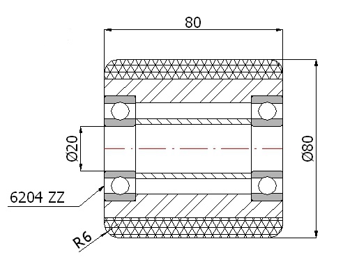 РОЛИК РОЛИК ДЛЯ ТЕЛЕЖКИ 80x80 мм