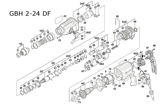Вал и шестерня Bosch GBH 2-24 D/DF
