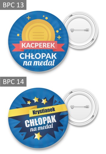 PRZYPINKA BUTTON Z IMIENIEM NA DZIEŃ CHŁOPAKA 56mm