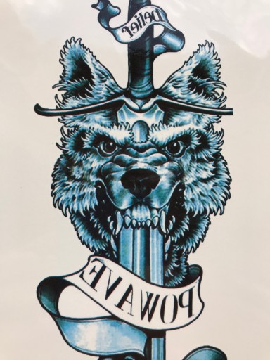 Tatuaż zmywalny wilk miecz groźny unikatowy duży