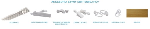 Karnisz 1,5 Szyna sufitowa PCV III 150 + OSŁONA