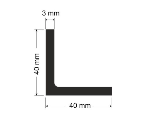 Kątownik aluminiowy 40x40x3 mm - 100 cm