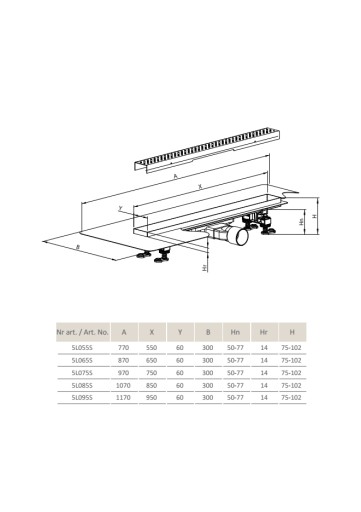 Линейный слив SLIM Radaway 55 см Решетка Basic