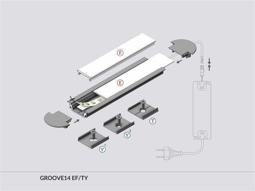 GROOVE14 анодированный алюминиевый профиль для светодиодной ленты