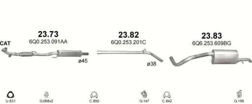 ЦЕНТРАЛЬНЫЙ ГЛУШИТЕЛЬ ПОЛМОСТРОВ VW LUPO/AROSA 1.0/1.4 97-04