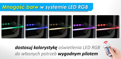 ZESTAW 4PKT klips RGB LED do szyb półek + zasilacz