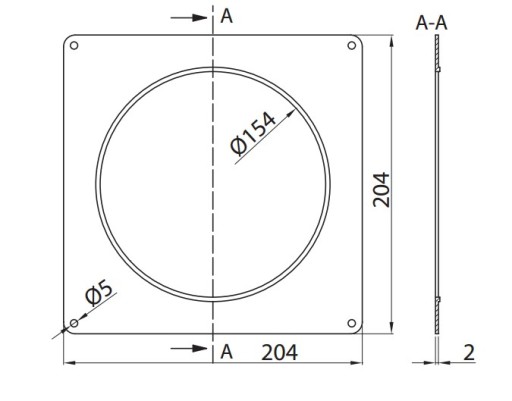 Фланец настенной вентиляции 150 мм